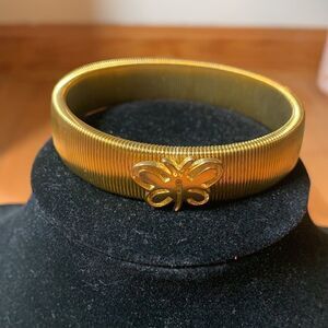 Vintage Gold tone Bracelet coil with butterfly detail